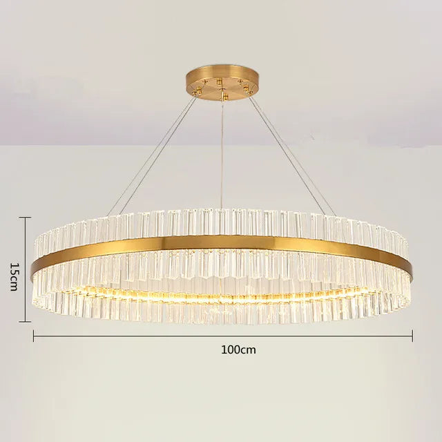 DecorBites™ Crystal LED Circle Pendant Chandelier for Living Room Kitchen Decor