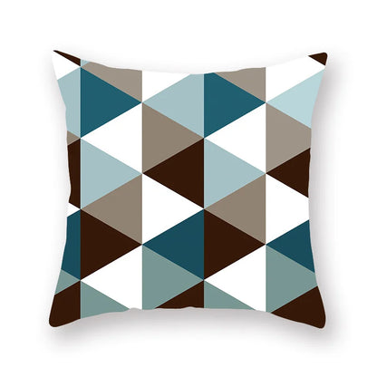 DecorBites™ Geometric Leaf Flower Pillowcase Teal Blue Sofa Car Home Decor Throw Cover