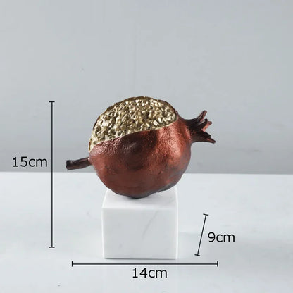 DecorBites™ Golden Pomegranate Sculpture Desk Decoration