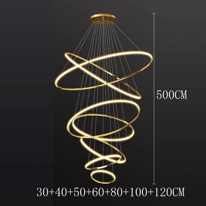 Modern Black Gold Aluminum Staircase Pendant Light