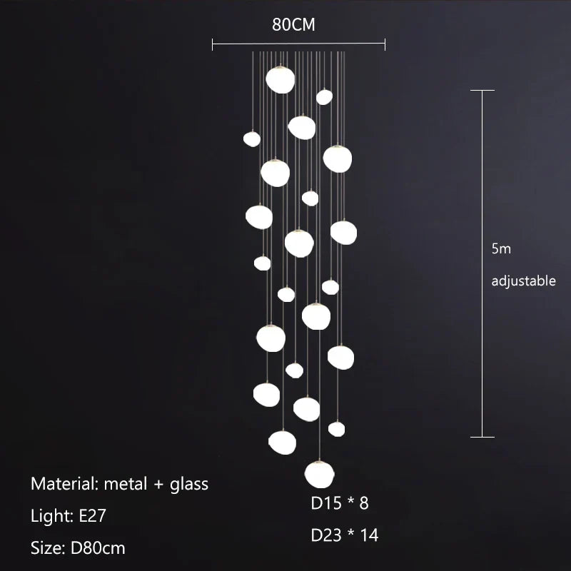 DecorBites™ Gregg Pendant Lamp: White Bubble Glass Italian Design for Home, Kitchen, Restaurant