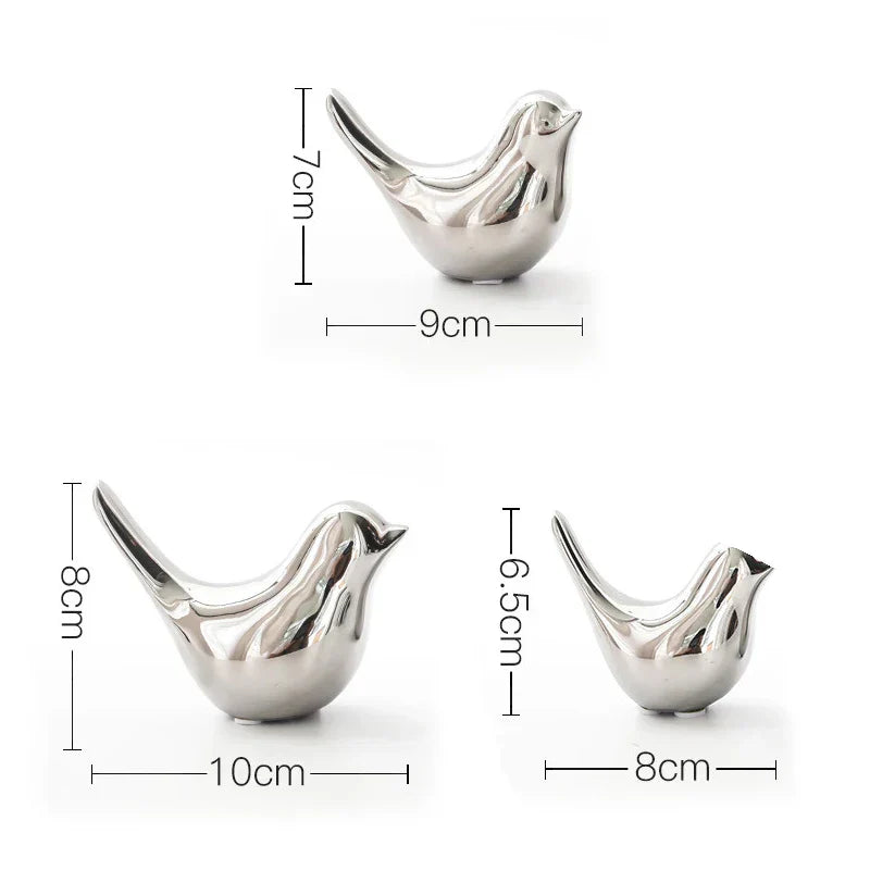 Gold Silver Bird Statues