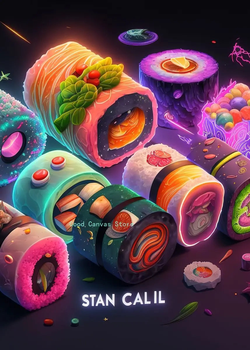 Neon Food Canvas Art