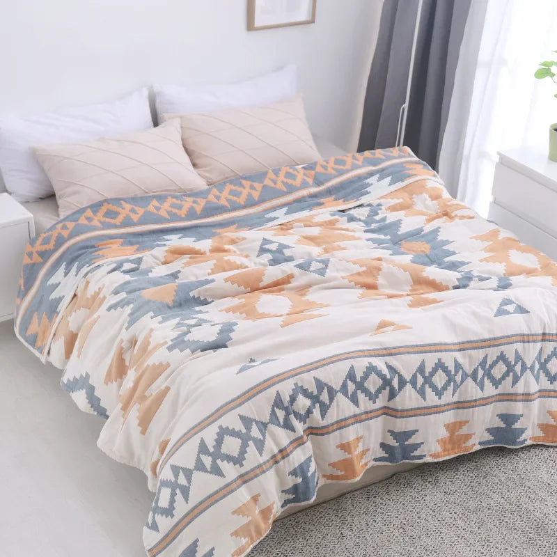 DecorBites™ Cotton Nordic Throw Blanket - Soft Summer Quilt for Single/Double Beds - Boho Home Decor Cover