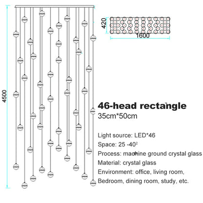 DecorBites™ Crystal Ceiling Chandelier for Staircase & Hallway, Elegant Long Cable Pendant Light
