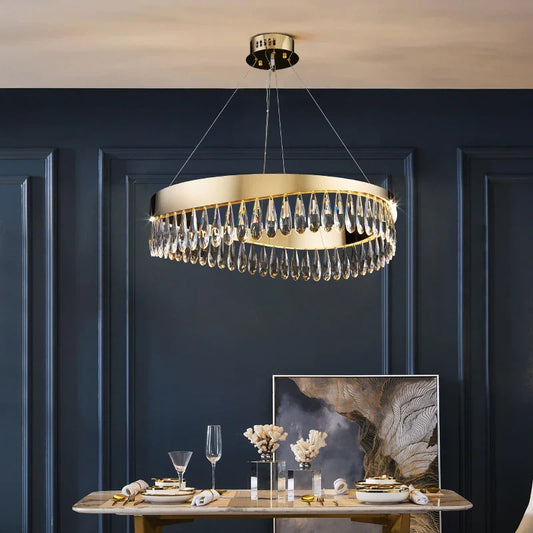 DecorBites™ Crystal Stainless Steel LED Chandelier for Foyer