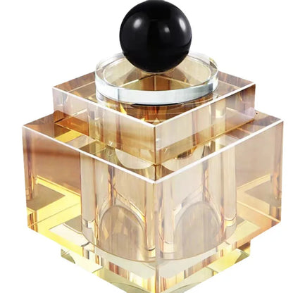 DecorBites™ Geometric Crystal Storage Jar: Clear Cubic Square Container for Home Decoration