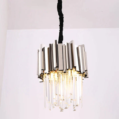 DecorBites™ Crystal Pendant Chandelier Gold & Chrome Luxury LED Lighting for Dining Room & Bedroom