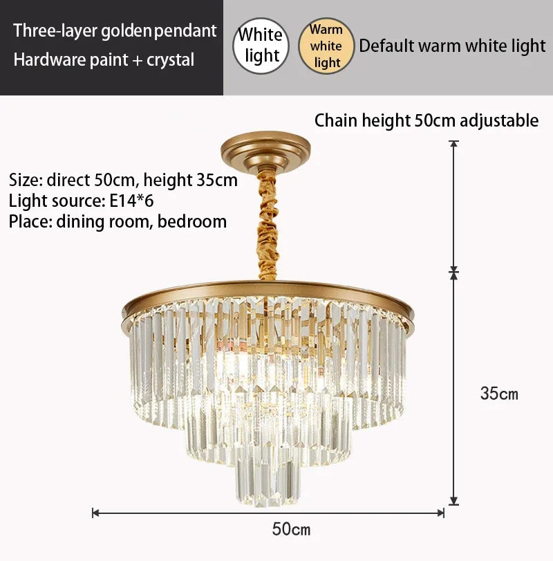 DecorBites™ Crystal Gold Black LED Chandelier: Modern Multi-Storey Pendant Lamp Lighting