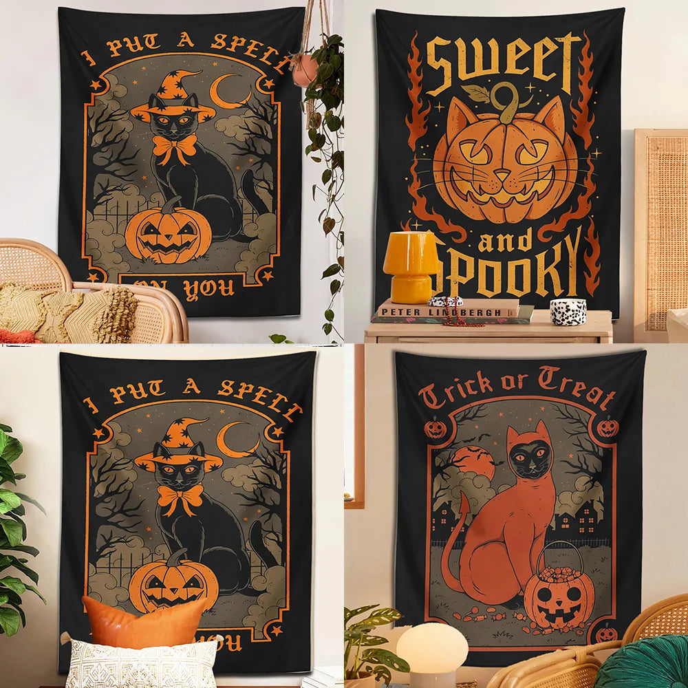 Halloween Cat Wall Tapestry
