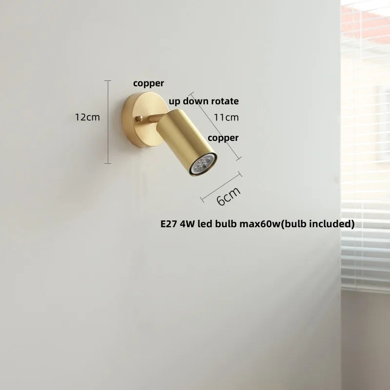 DecorBites™ LED Walnut Wood Wall Light Fixture Clear Glass Sconce Bedside Lamp
