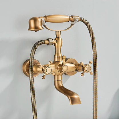 DecorBites™ Golden Black Bathtub Faucet with Hand Shower and Rotate Spout