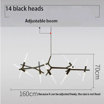 Black Gold LED Pendant 16-Head Dual-Tone