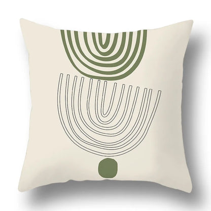 DecorBites™ Green Plants Geometric Print Pillow Cover - Home Sofa Cushion Cover