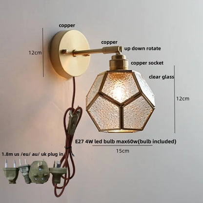 DecorBites™ Colorful Square Glass LED Wall Lights with Pull Chain Switch - Tiffany Style