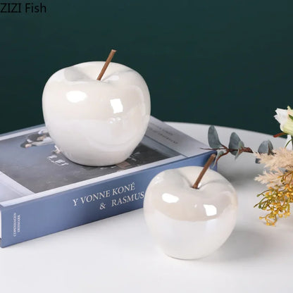 DecorBites™ Glowing Ceramic Apple Room Decor Sculpture with LED Light Display.