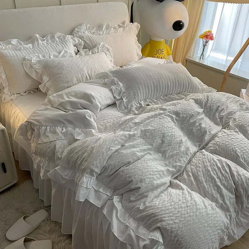 Washed Cotton Lace Bedding