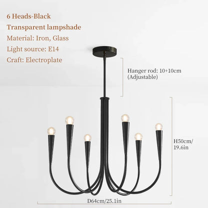 DecorBites™ French Candle Led Chandelier Black Gold Kitchen Modern Island Light