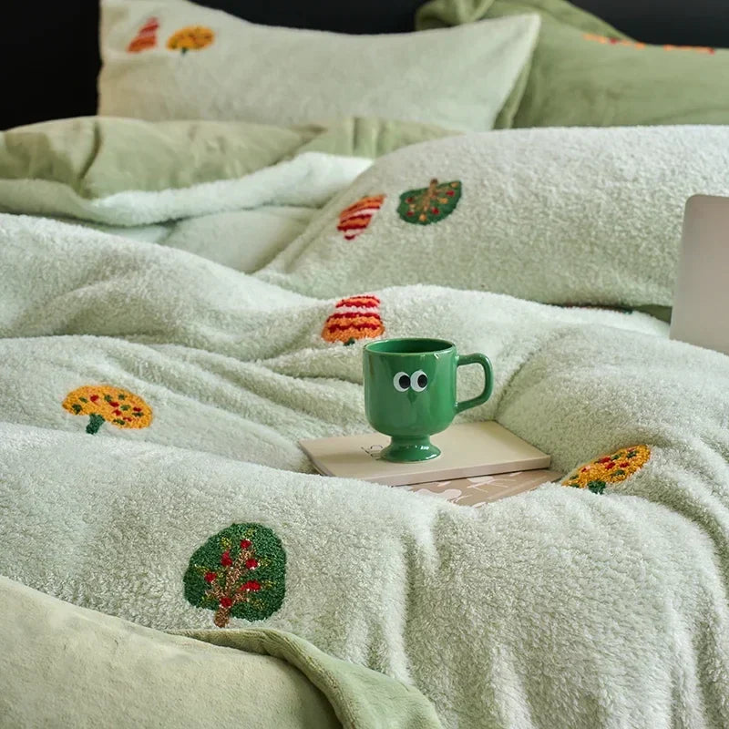 DecorBites™ Full Matte Ant Velvet Winter Duvet Set Queen Bedding Warmth Fluffy Blanket