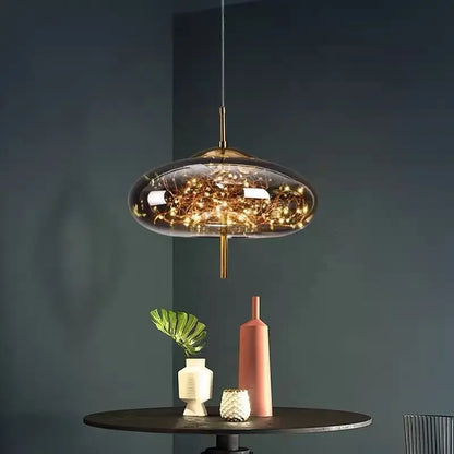 DecorBites™ Glass Pendant Lights: Modern LED Ceiling Chandelier for Bedroom & Bathroom