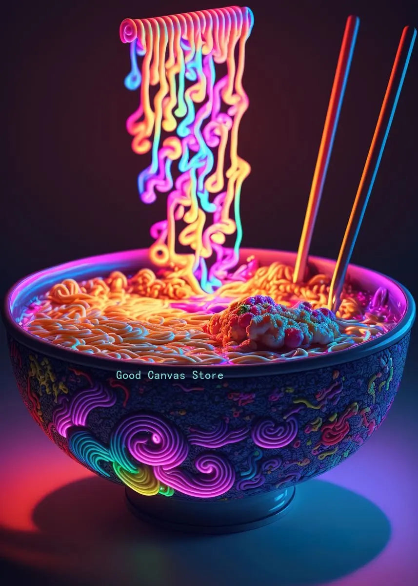 Neon Food Canvas Art