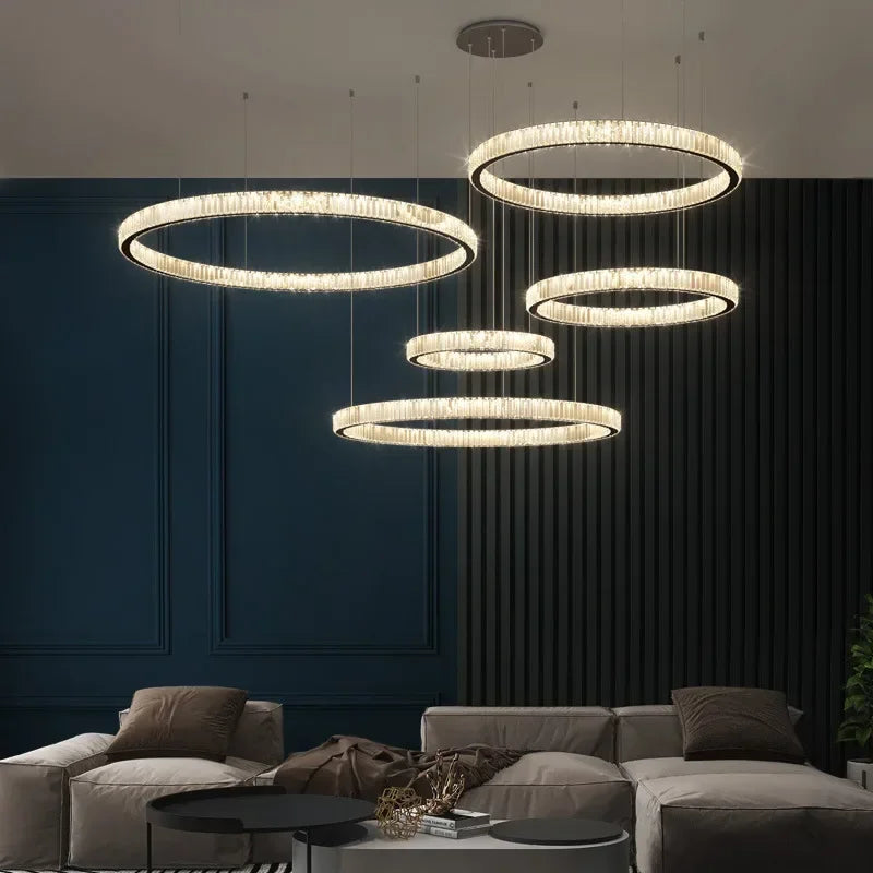 Gold Crystal Halo Chandelier