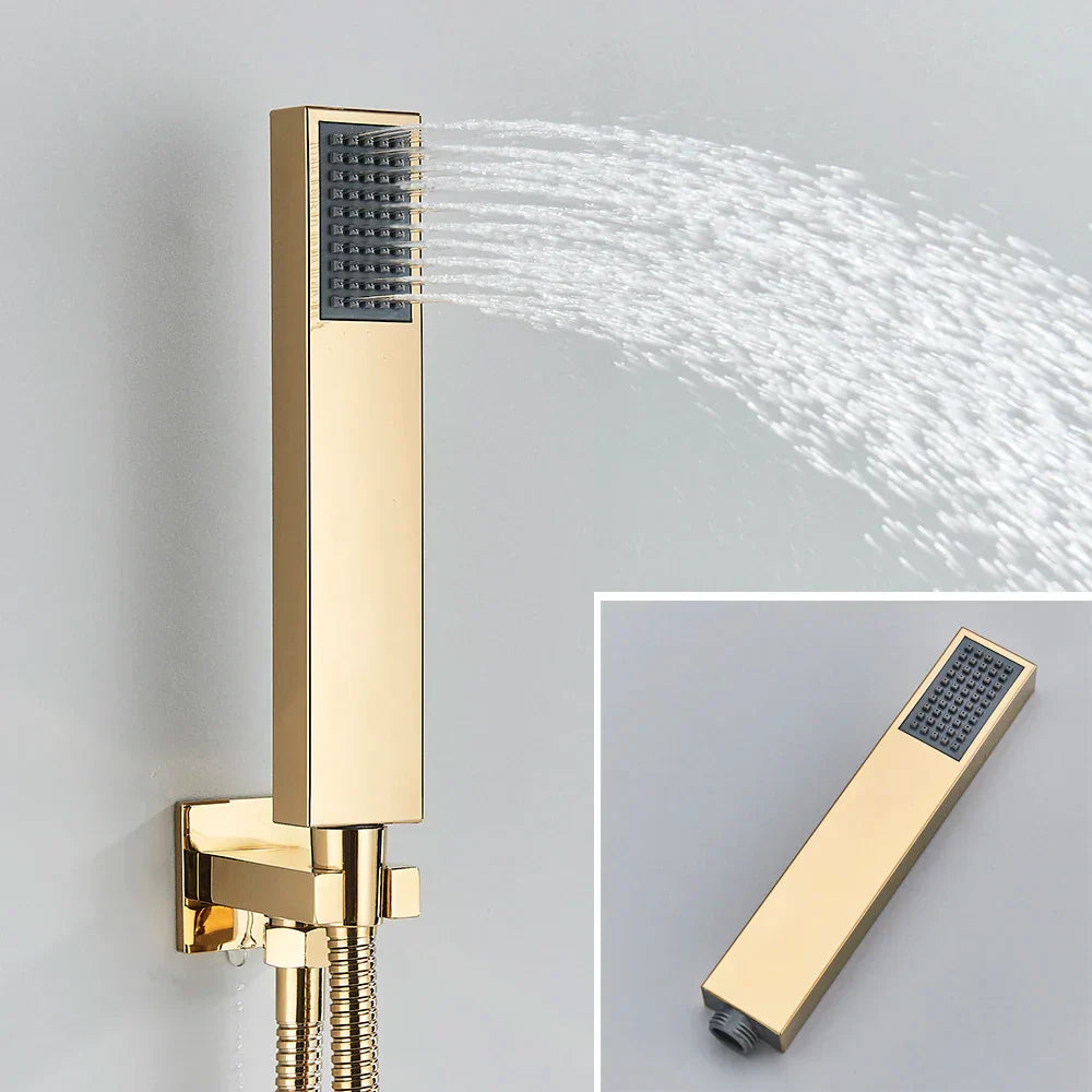 DecorBites™ Black Digital Shower Faucet Set with Rainfall Head and All-Metal Mixer Display