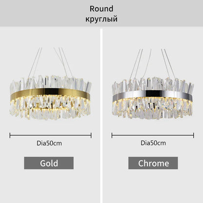 DecorBites™ Crystal LED Pendant Light Chrome/Gold Luxury Chandelier for Kitchen Living Room.