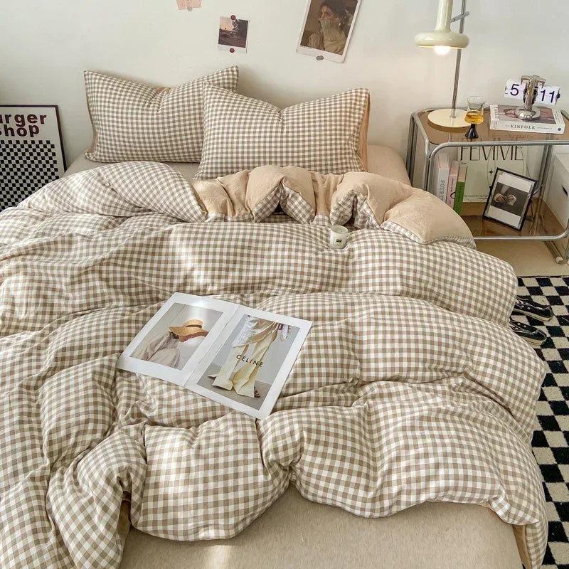 Check Cotton Duvet Set