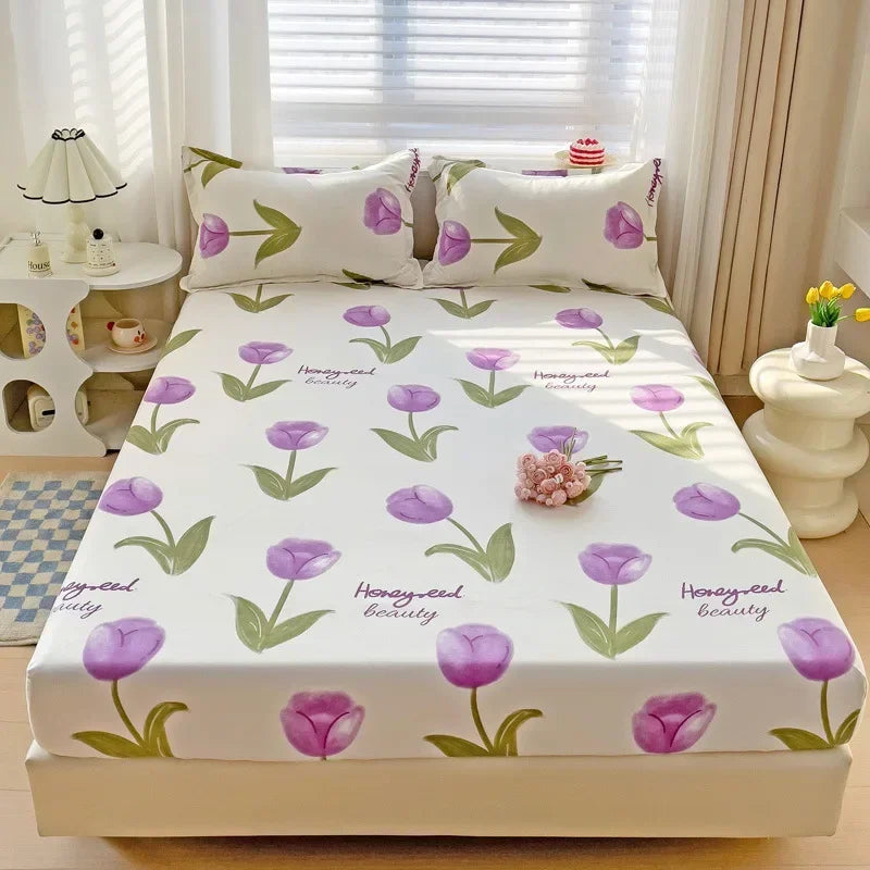 DecorBites™ Japanese Style Thick Fitted Sheet for Queen/King Bed