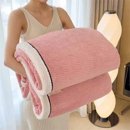 DecorBites™ Cozy Carved Velvet Blanket | Warm, Soft & Breathable | Autumn Winter Sofa Bed Throw