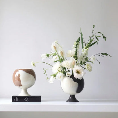 DecorBites™ Irregular Grain Spherical Ceramic Vase for Home Decoration and Floral Arrangements