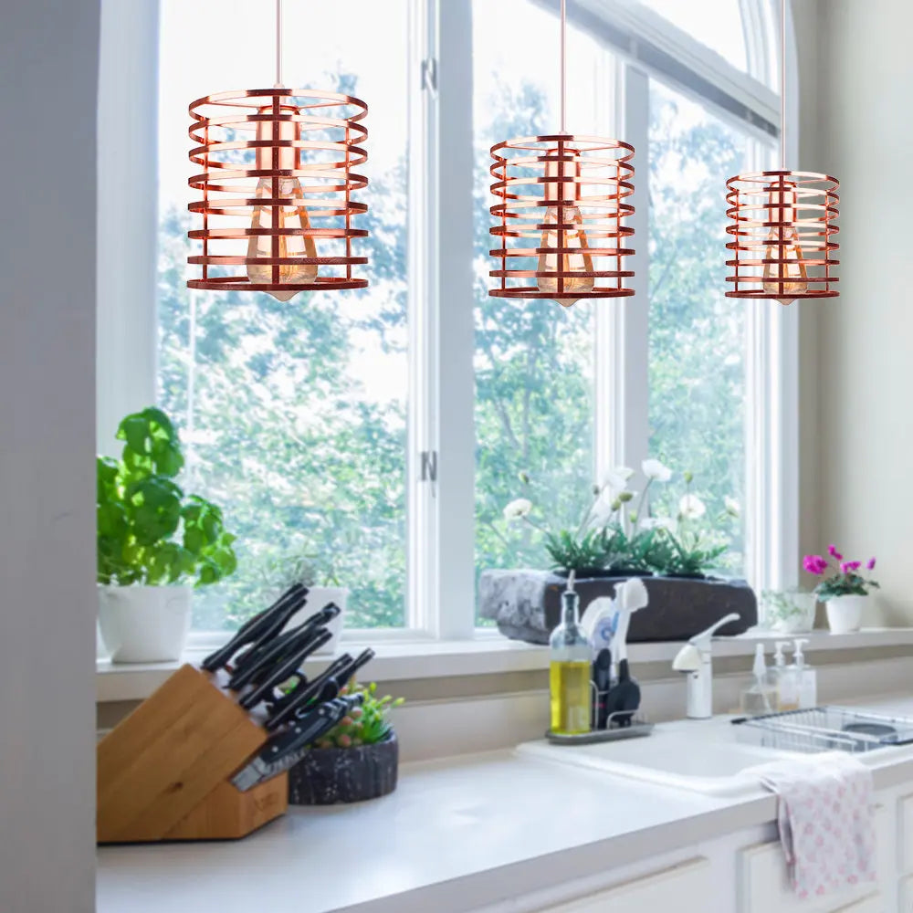 Gold Industrial Pendant Light Adjustable Height