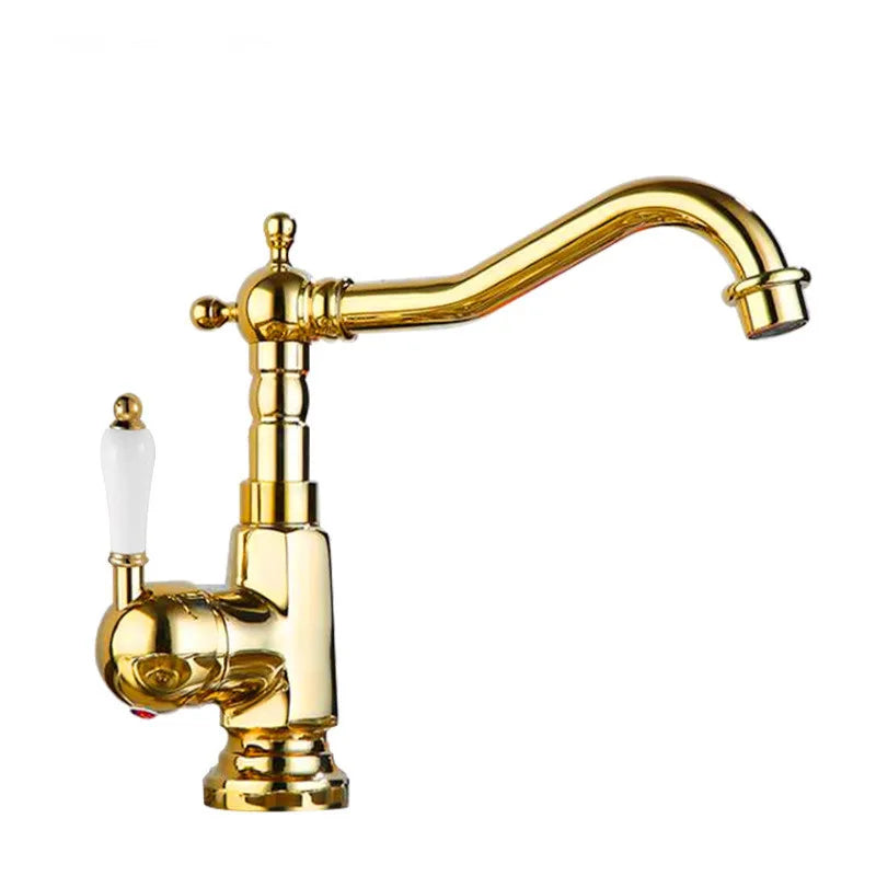 Gold Basin faucet Antique Bronze bathroom faucet Deck Mounted Black Kitchen Faucet  sink tap Hot Cold Chrome basin Tap Brass