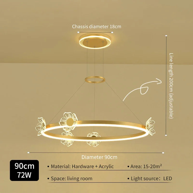 DecorBites™ Gold Butterfly Crystal Chandelier Pendant Light for Elegant Living Room & Restaurant Decoration