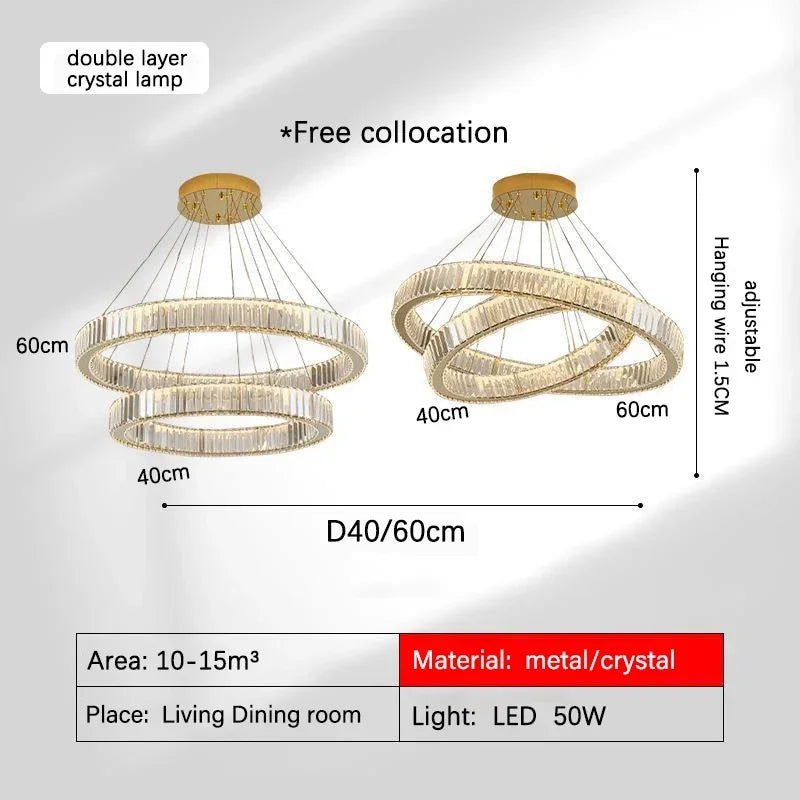 Gold Crystal Halo Chandelier
