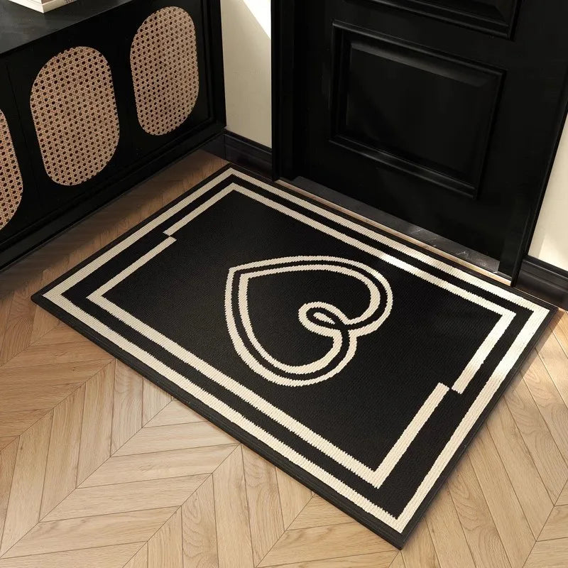 DecorBites™ Houndstooth Black Ivory Area Rug Decor Carpet Doormat Floor Mat