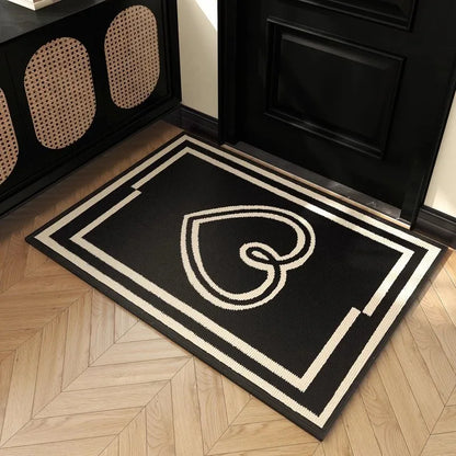 DecorBites™ Houndstooth Black Ivory Area Rug Decor Carpet Doormat Floor Mat
