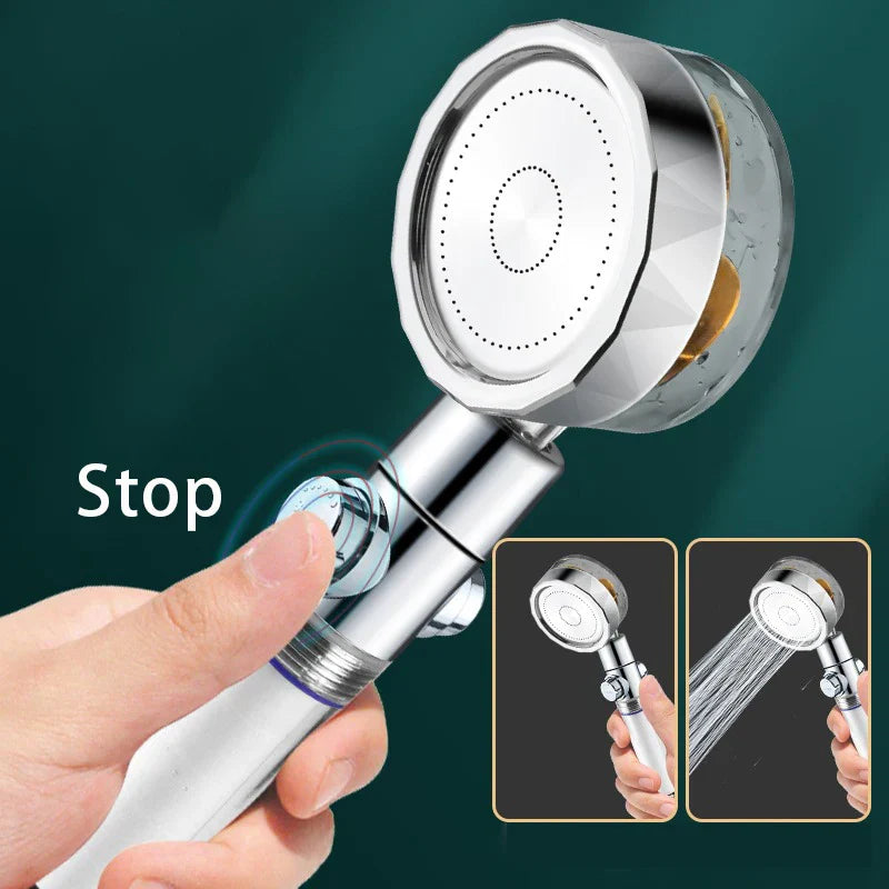Rotating Water-Saving Shower Head