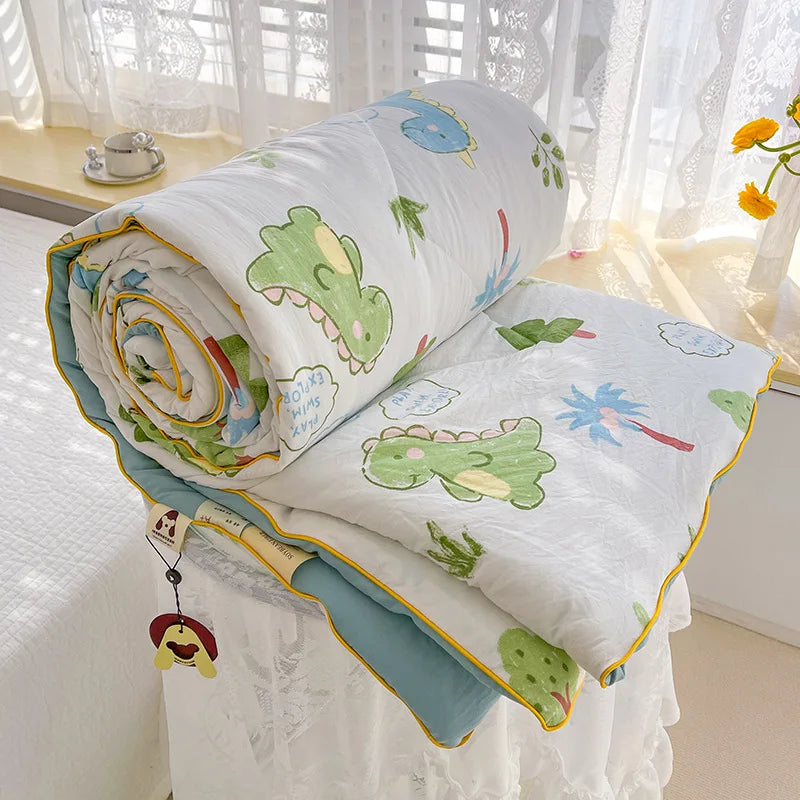 DecorBites™ Double Layered Soya Fibre Filling Quilt: Soft, Breathable, Grade A Maternal and Child Comforter