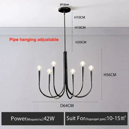 DecorBites™ Gold Chandelier: Modern Nordic Metal LED Lighting for Living Room, Kitchen, and Restaurant
