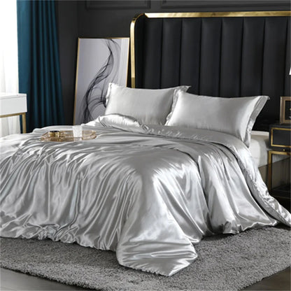 DecorBites™ King Size Silk-Blend Duvet Cover Set with Pillowcases