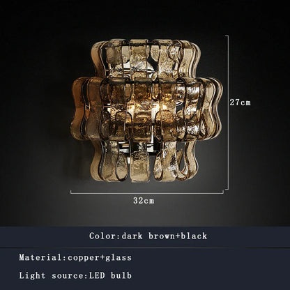 DecorBites™ Dark Brown Glass Wall Sconce Lamps, LED Decoration for Living Room, Aisle, Bedside