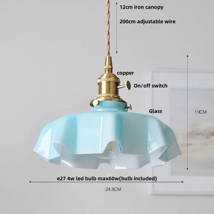 DecorBites™ Green Flower Glass Pendant Light - Modern Kitchen Bar Restaurant Hanging Lamp