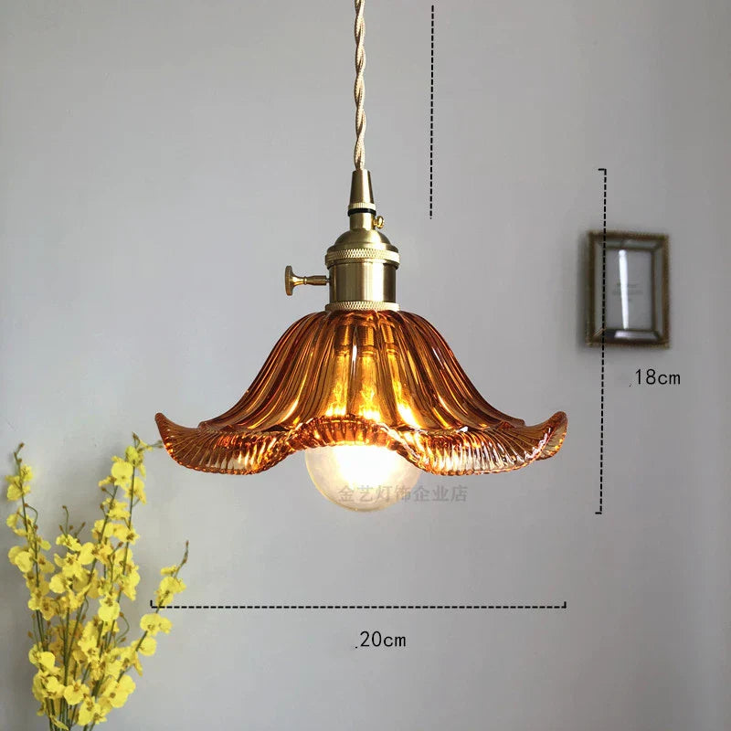DecorBites™ Glass Industrial Pendant Light: Loft Style Fixture with Copper Socket for Home Decor