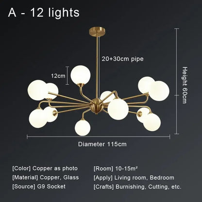 DecorBites™ Copper Ceiling Chandelier for Home Decor Lighting