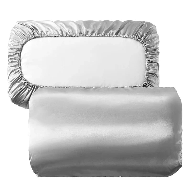 DecorBites™ Imitation Silk Elastic Band Pillowcase Queen King Size Smooth Satin Luxury Bedding
