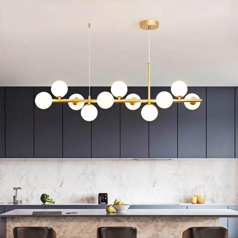Gold Glass Ball Pendant 11-Light Smoky Gray