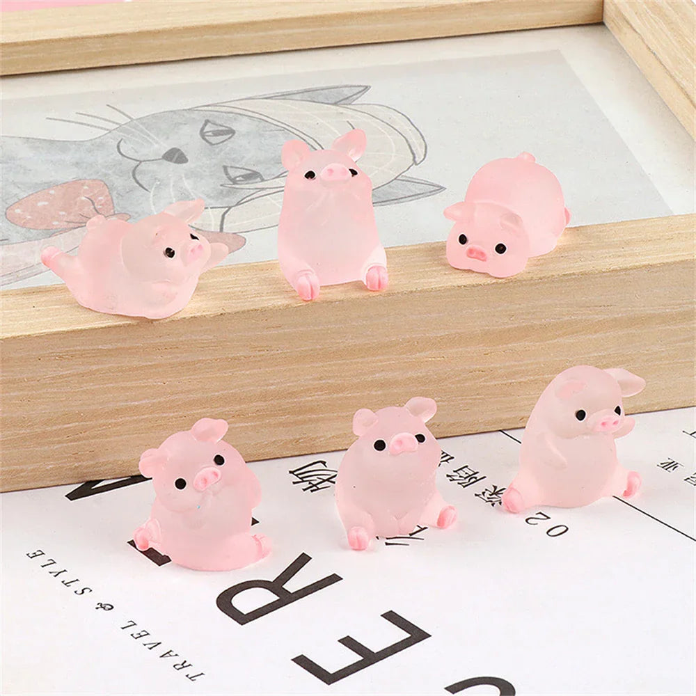 Resin Pig Terrarium Figures
