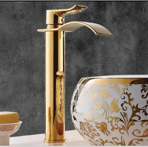 Gold White Waterfall Faucet